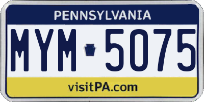 PA license plate MYM5075