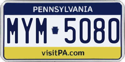 PA license plate MYM5080