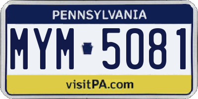 PA license plate MYM5081
