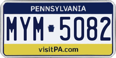 PA license plate MYM5082