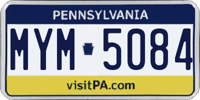 PA license plate MYM5084