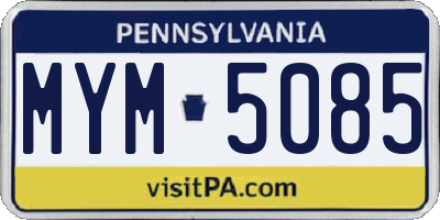 PA license plate MYM5085