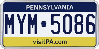 PA license plate MYM5086