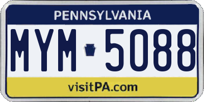 PA license plate MYM5088