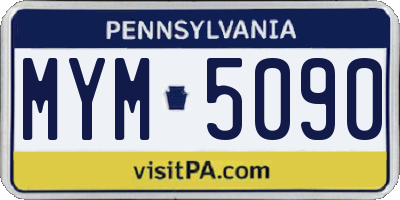 PA license plate MYM5090