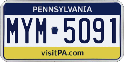 PA license plate MYM5091