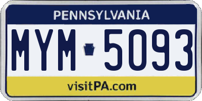 PA license plate MYM5093