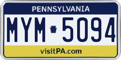 PA license plate MYM5094
