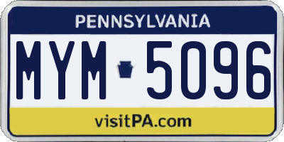 PA license plate MYM5096