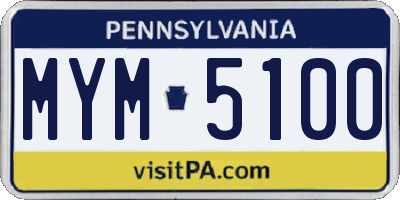 PA license plate MYM5100