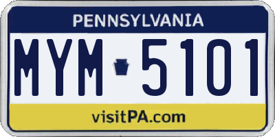 PA license plate MYM5101