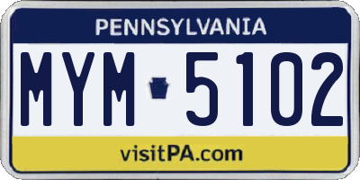 PA license plate MYM5102