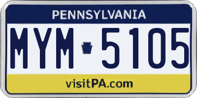 PA license plate MYM5105
