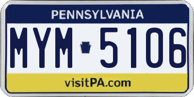 PA license plate MYM5106