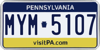 PA license plate MYM5107