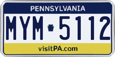PA license plate MYM5112