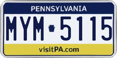 PA license plate MYM5115