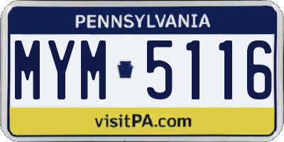 PA license plate MYM5116