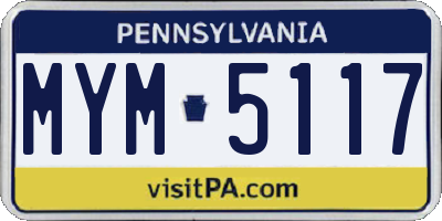 PA license plate MYM5117