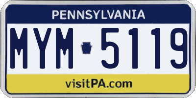 PA license plate MYM5119