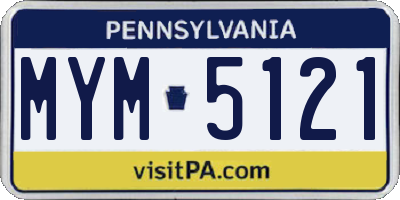 PA license plate MYM5121