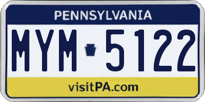 PA license plate MYM5122