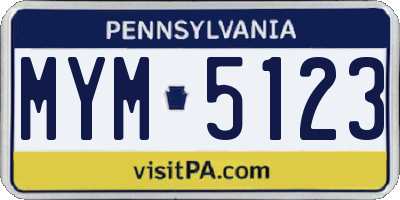 PA license plate MYM5123