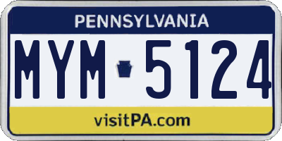 PA license plate MYM5124