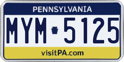 PA license plate MYM5125