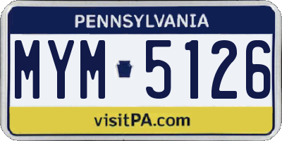 PA license plate MYM5126