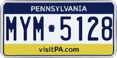PA license plate MYM5128
