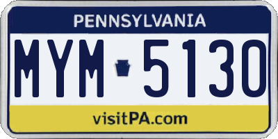 PA license plate MYM5130