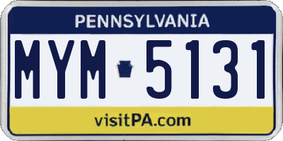 PA license plate MYM5131