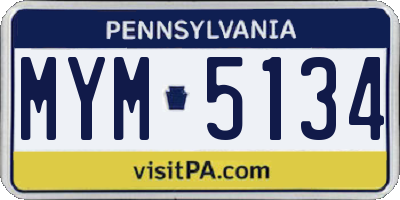 PA license plate MYM5134
