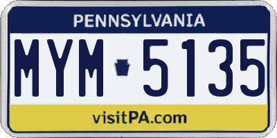 PA license plate MYM5135