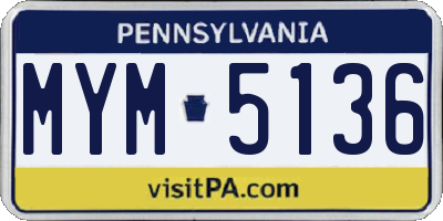 PA license plate MYM5136