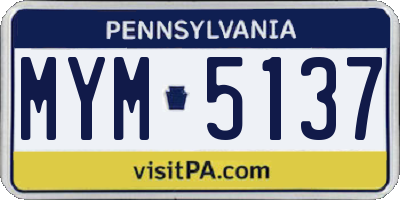 PA license plate MYM5137