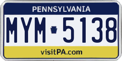 PA license plate MYM5138