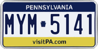 PA license plate MYM5141