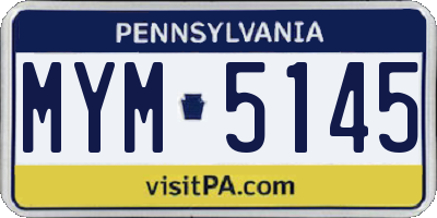 PA license plate MYM5145