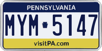 PA license plate MYM5147