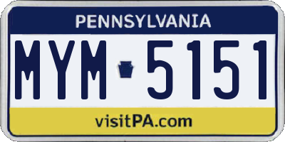 PA license plate MYM5151