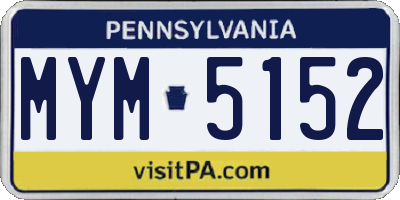 PA license plate MYM5152