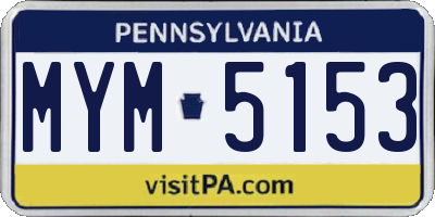 PA license plate MYM5153
