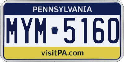 PA license plate MYM5160