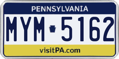 PA license plate MYM5162