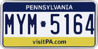 PA license plate MYM5164