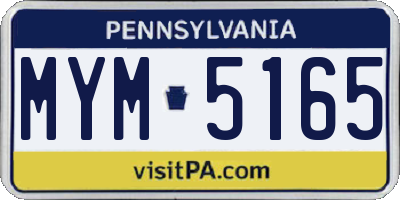 PA license plate MYM5165
