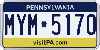 PA license plate MYM5170