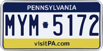 PA license plate MYM5172